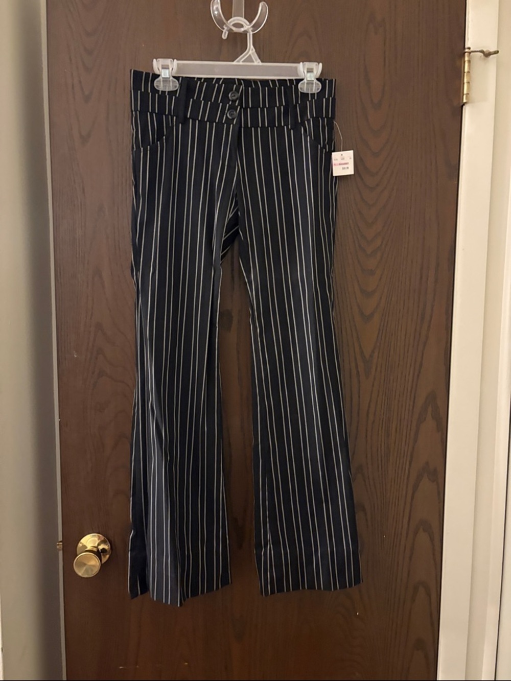 NWT Black and Silver Pinstripe Wide Leg Pants